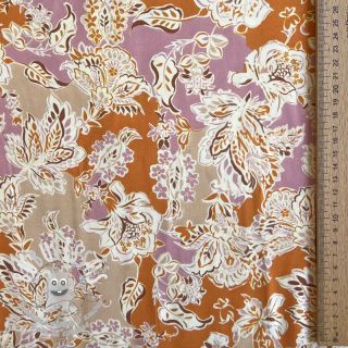Viscose SATIN Flowie Noe orange digital print