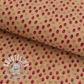 Tissu velours cotelé STRETCH Little strawberries sand