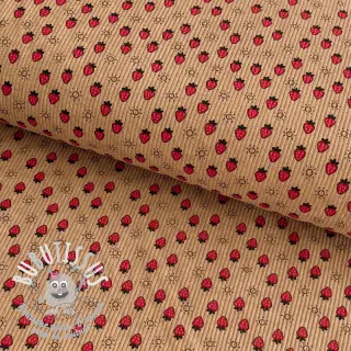 Tissu velours cotelé STRETCH Little strawberries sand