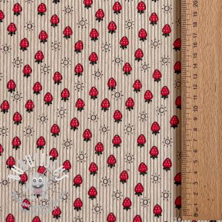 Tissu velours cotelé STRETCH Little strawberries light sand