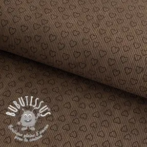 Tissu velours cotelé STRETCH Little love taupe