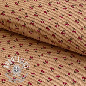 Tissu velours cotelé STRETCH Little cherry sand
