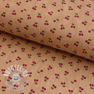 Tissu velours cotelé STRETCH Little cherry sand