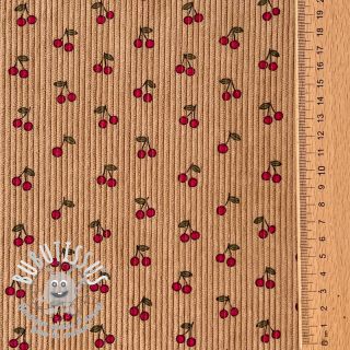 Tissu velours cotelé STRETCH Little cherry sand
