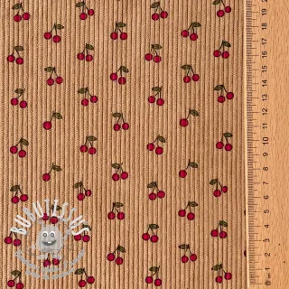 Tissu velours cotelé STRETCH Little cherry sand