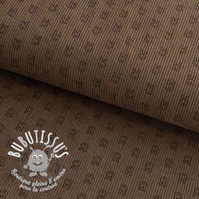 Tissu velours cotelé STRETCH Little bunny taupe