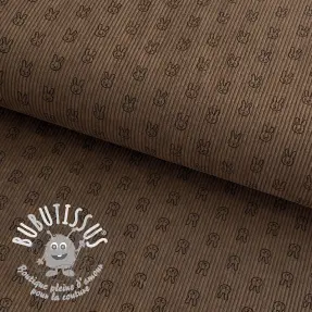 Tissu velours cotelé STRETCH Little bunny taupe
