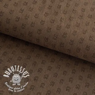 Tissu velours cotelé STRETCH Little bunny taupe