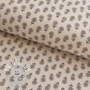 Tissu velours cotelé STRETCH Little flower light sand