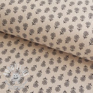 Tissu velours cotelé STRETCH Little flower light sand
