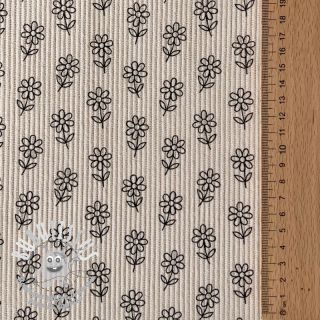 Tissu velours cotelé STRETCH Little flower light sand