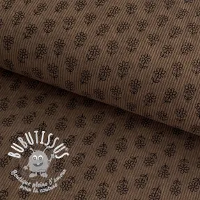 Tissu velours cotelé STRETCH Little flower taupe