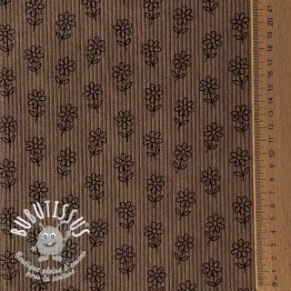 Tissu velours cotelé STRETCH Little flower taupe