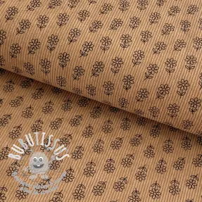Tissu velours cotelé STRETCH Little flower sand