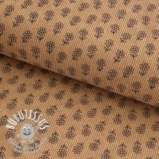 Tissu velours cotelé STRETCH Little flower sand
