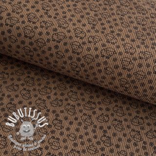 Tissu velours cotelé STRETCH Little sheep taupe