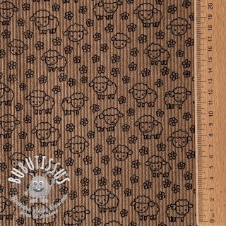 Tissu velours cotelé STRETCH Little sheep taupe