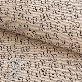 Tissu velours cotelé STRETCH Little dino light sand