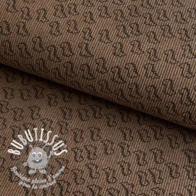 Tissu velours cotelé STRETCH Little dino taupe