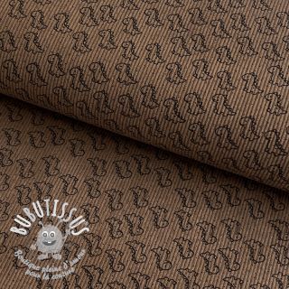 Tissu velours cotelé STRETCH Little dino taupe