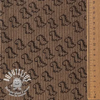 Tissu velours cotelé STRETCH Little dino taupe