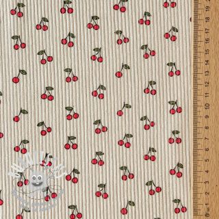Tissu velours cotelé STRETCH Little cherry light sand
