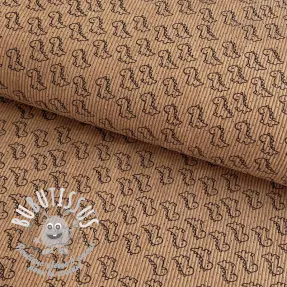 Tissu velours cotelé STRETCH Little dino sand
