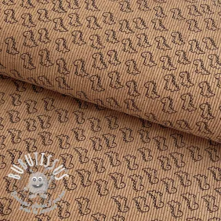 Tissu velours cotelé STRETCH Little dino sand