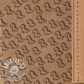 Tissu velours cotelé STRETCH Little dino sand