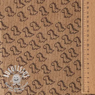 Tissu velours cotelé STRETCH Little dino sand
