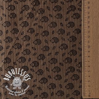 Tissu velours cotelé STRETCH Little hedgehog taupe