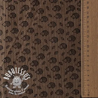 Tissu velours cotelé STRETCH Little hedgehog taupe