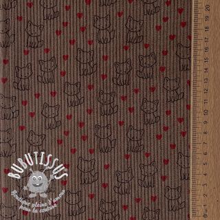 Tissu velours cotelé STRETCH Little foxes taupe