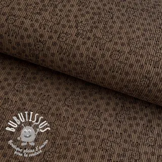 Tissu velours cotelé STRETCH Little deer taupe