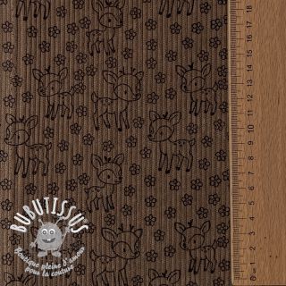 Tissu velours cotelé STRETCH Little deer taupe