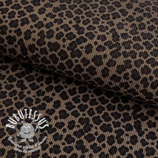 Tissu velours cotelé STRETCH Little Leopard taupe