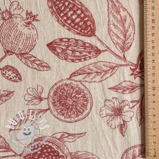 Tissu déco RUSTIC VINTAGE PRINT Granata groseille