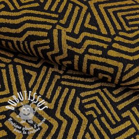 Tissu déco jacquard Mesopotamie noir jaune