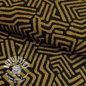 Tissu déco jacquard Mesopotamie noir jaune