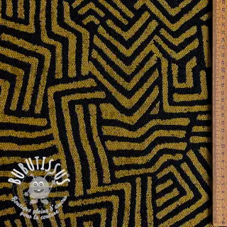 Tissu déco jacquard Mesopotamie noir jaune