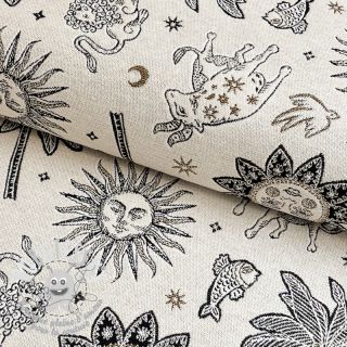 Tissu déco jacquard Pygmalion ecru noir