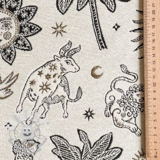 Tissu déco jacquard Pygmalion ecru noir