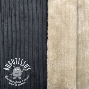 Tissu velours cotelé Cofur fleece black