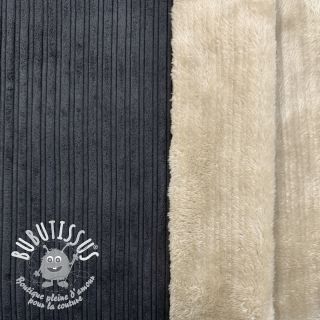 Tissu velours cotelé Cofur fleece black