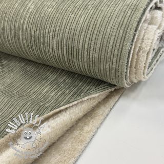 Tissu velours cotelé Cofur fleece camo green