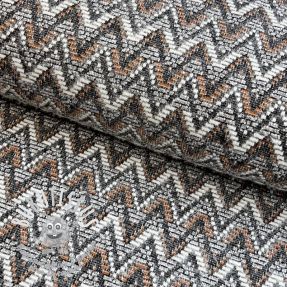 Tissu maille tricot jacquard Comfilia Zigzag wavy brown