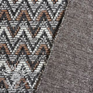 Tissu maille tricot jacquard Comfilia Zigzag wavy brown