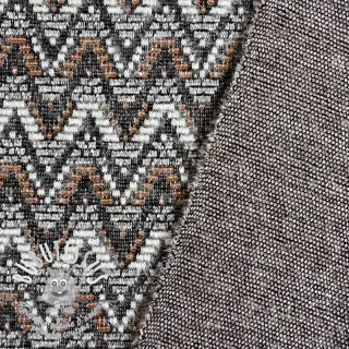 Tissu maille tricot jacquard Comfilia Zigzag wavy brown