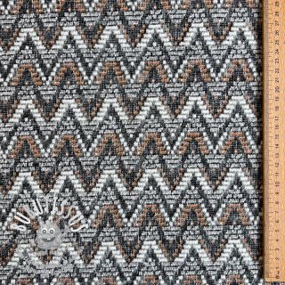 Tissu maille tricot jacquard Comfilia Zigzag wavy brown