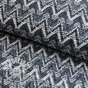 Tissu maille tricot jacquard Comfilia Zigzag wavy blue